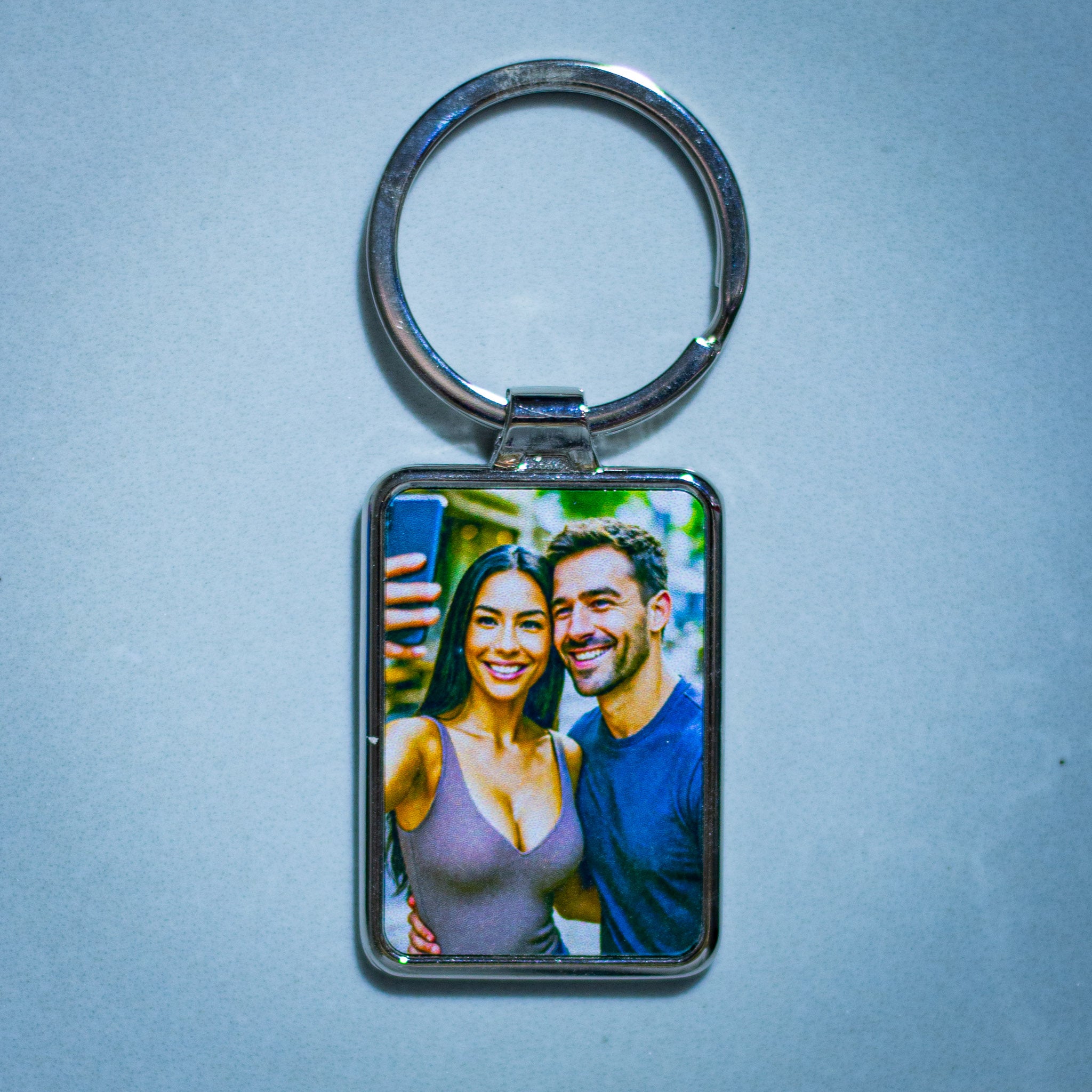 индивидуален персонализиран ключодържател по снимка - правоъгълна форма - двойка